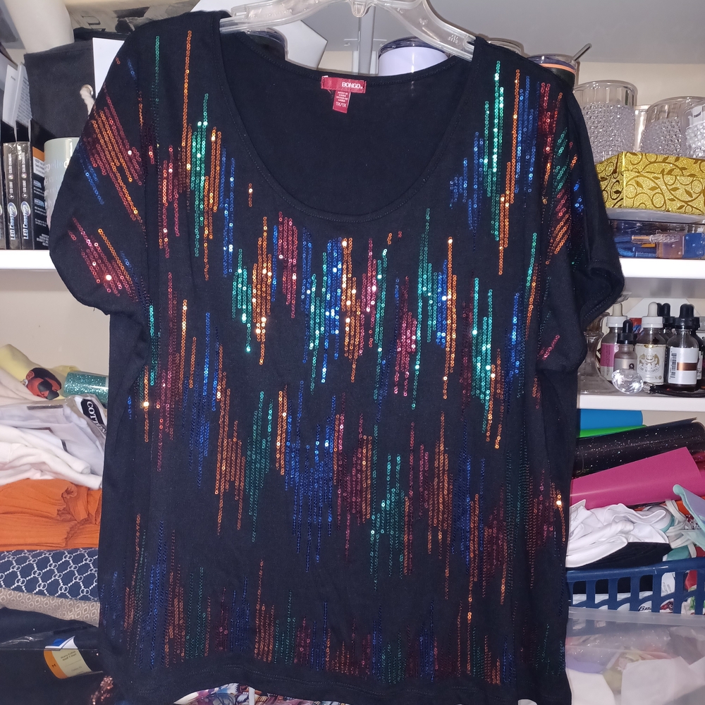 No Boundaries Women's Black Sequin Top